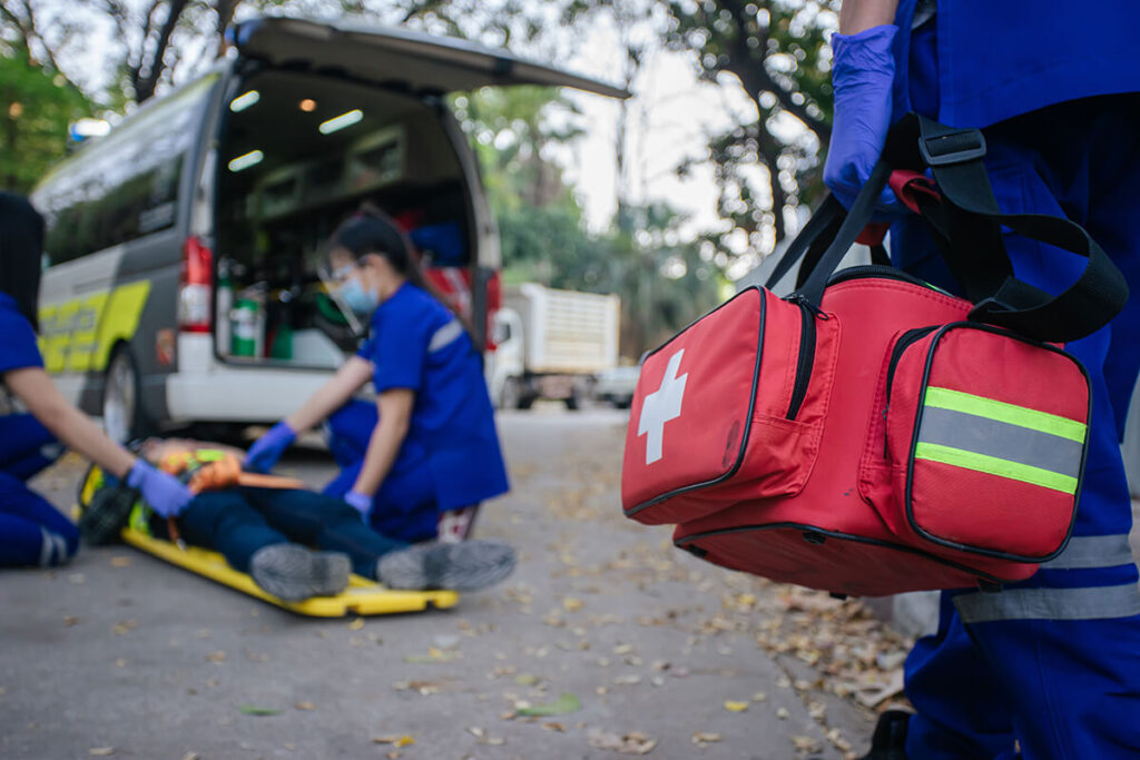 Emergency responders arriving to scene of tragedy