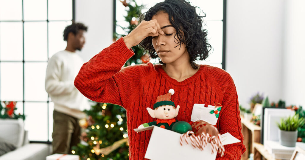 Woman distressed during the holidays