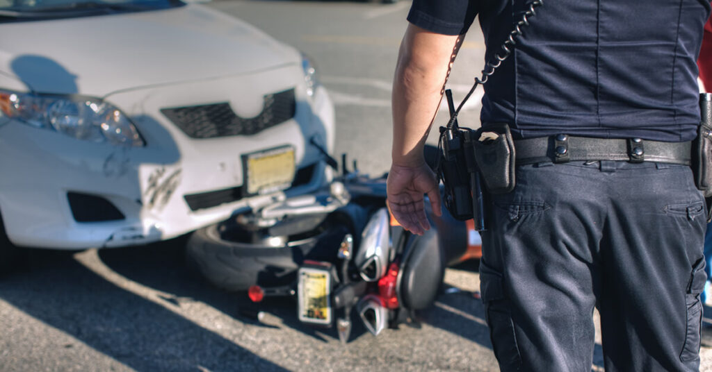 Police office at the scene of a traumatic accident